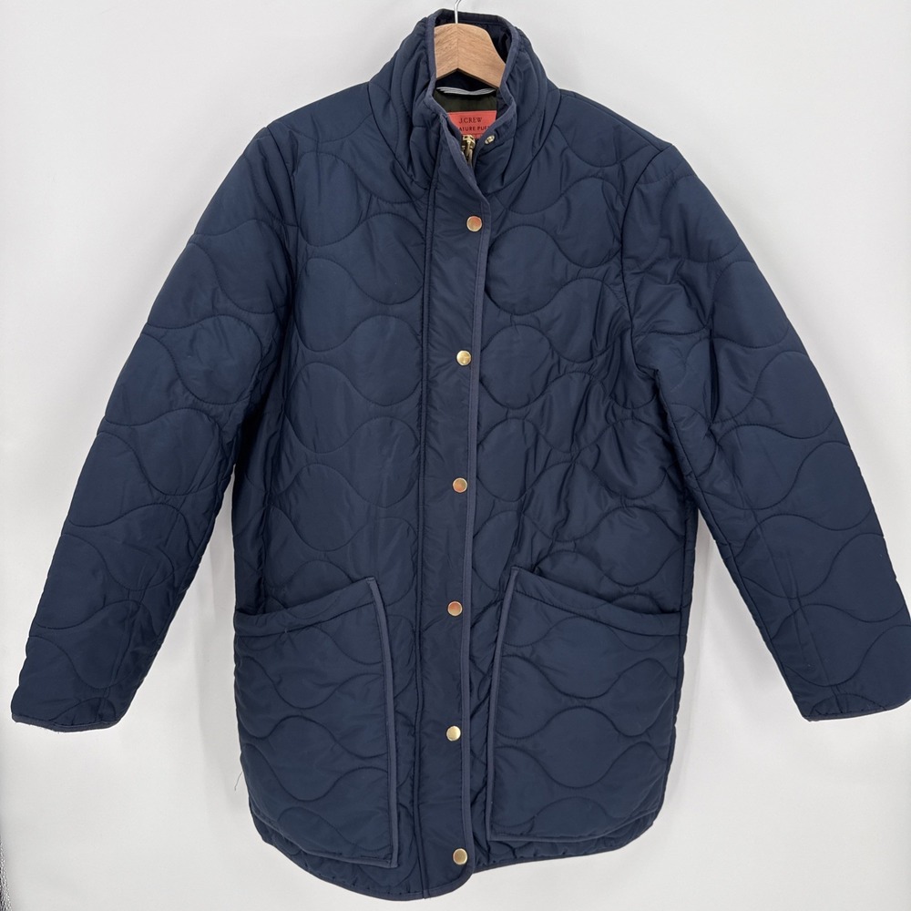 J.Crew Womens Size Medium Navy Blue Signature Water Repellent Quilted Jacket